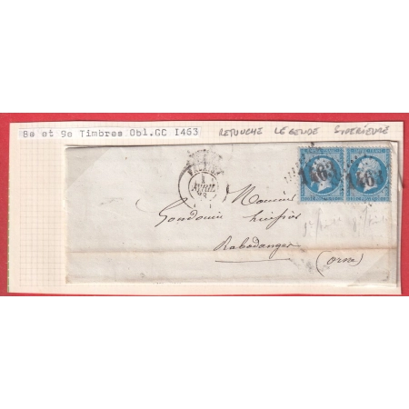 N° 22 VARIETE RETOUCHE LEGENDE SUPERIEURE 8EME ET 9 EME TIMBRE GC 1463 FALAISE CALVADOS