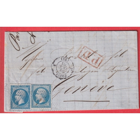 N°22 X2 PARIS ROULETTE POINTILLES FINS POUR GENEVE SUISSE 1868