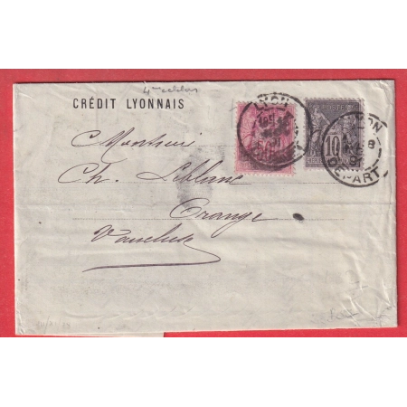 N°89 98 DAGUIN JUMELE LYON DEPART 1891 4EME ECHELON DE POIDS POUR ORANGE VAUCLUSE