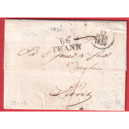 MARQUE 66 THANN 1830 HAUT RHIN POUR PARIS 29X12 INDICE 15
