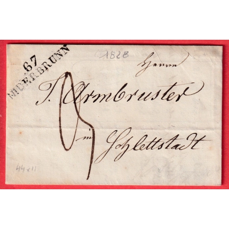 MARQUE 67 NIDERBRUNN NIEDERBRUNN BAS RHIN 1828 POUR SELESTAT 44X11 INDICE 15