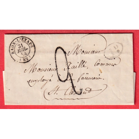 TAXE TAMPON 2 FABRICATION LOCALE RAON L'ETAPE VOSGES 1844 POUR ST CLEMENT MEURTHE ET MOSELLE