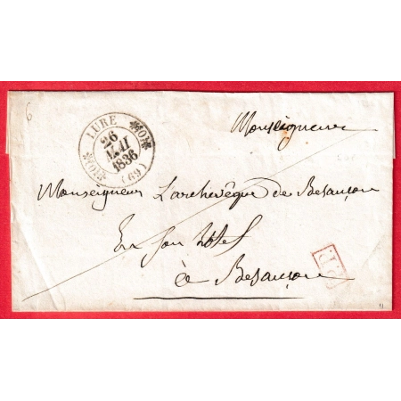 CAD TYPE 11 LURE HAUTE SAONE PP ROUGE POUR BESANCON DOUBS 1836