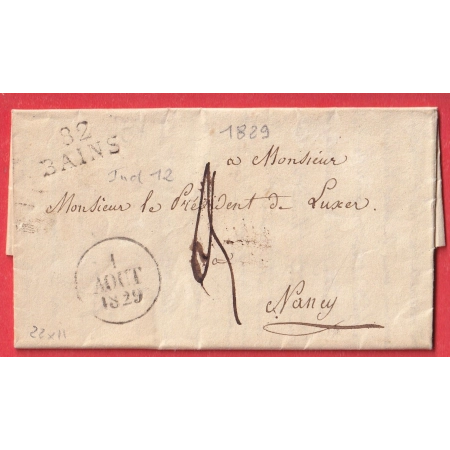 MARQUE 82 BAINS VOSGES 1829 POUR NANCY MEURTHE ET MOSELLE INDICE 12