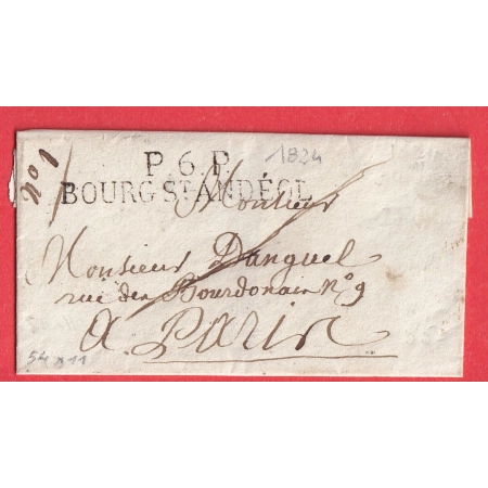 MARQUE P6P BOURG ST ANDEOL ARDECHE 54X11 1824 POUR PARIS INDICE 12