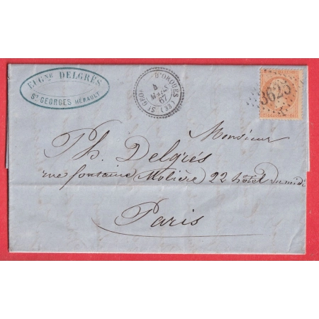 N°23 GC 3625 ST GEORGES D'ORQUES HERAULT CAD TYPE 22 POUR PARIS