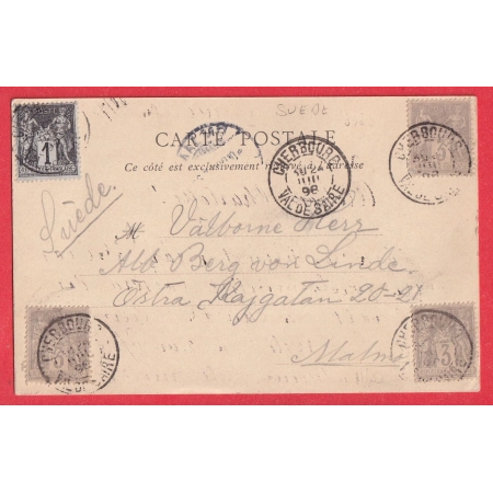N°83 + 87 X3 CHERBOURG VAL DE SAIRE MANCHE POUR MALMO SUEDE SWEDEN 1898