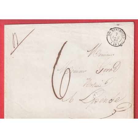 CAD TYPE 15 STE MENEHOULD TRIPLE PORT LOCAL 1861 POUR EPENSE MARNE MENTION 4 POUR 4 PORTS