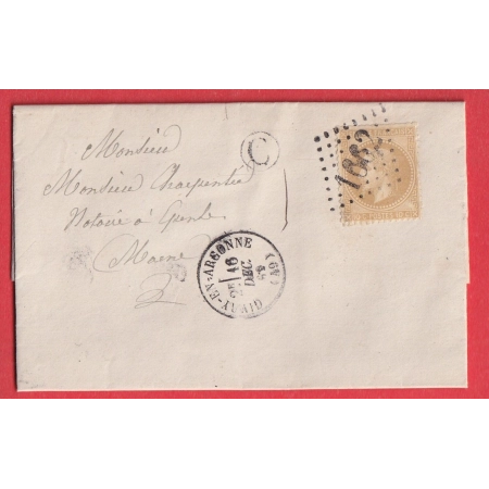 N°28 GC 1662 CAD TYPE 16 GIVRY EN ARGONNE MARNE BOITE RURALE C CONTAULT POUR EPENSE