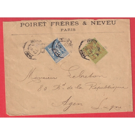 N°90 96 PARIS E1 R DES HALLES LEVEE EXEPTIONNELLE 1900 AGEN LOT ET GARONNE DOUBLE PORT