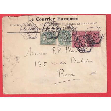 N°111 X2 129 PAIRE PARIS 25 D DANTON 1907 LEVEE EXCEPTIONELLE POUR ROME ITALIE ITALIA