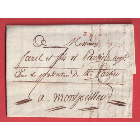 MARQUE 29 ST HYPPOLITE LE GARD EN ROUGE 1792 TEXTE DE LA SALLE POUR MONTPELLIER HERAULT INDICE 11