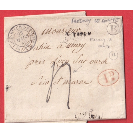 CAD TYPE 15 ST LOUP D'EURE ET LOIR BOITE RURALE B FRESNAY LE COMTE RARE INDICE 18 + DECIME RURAL LIZY SEINE ET MARNE