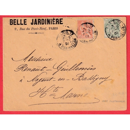 N°111 117 PARIS R DES HALLES LEVEE EXCEPTIONNELLE AVEC INDICATEUR DE LEVEE 1901 POUR NOGENT HAUTE MARNE