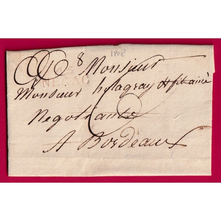 MARQUE 45 NERAC EN ROUGE 4/ER INDICE 9 LOT ET GARONNE 1808 POUR BORDEAUX GIRONDE