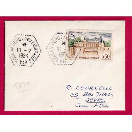 N°1390 TOULON DEPOT DES EQUIPAGES VAR 1964 SUR MIGNONETTE