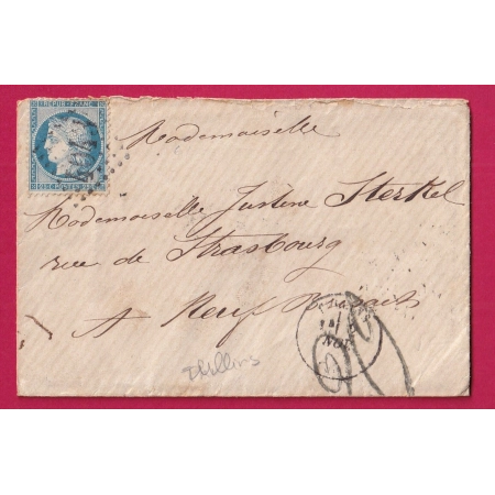 N°60 GC 4043 GC 4043 TULLINS ISERE 2 NOV 1871 TAXE ALLEMANDE 20 NEUFBRISACH BAS RHIN ALSACE LORRAINE