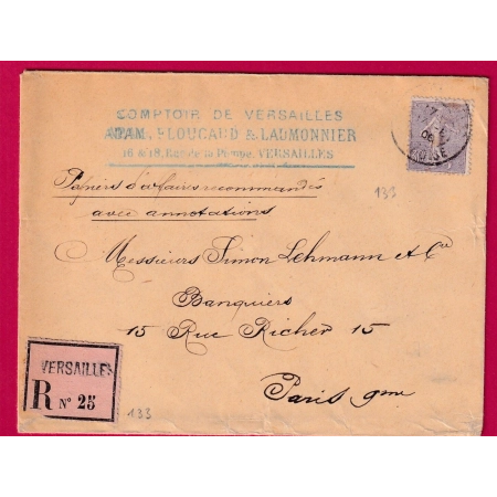 N°133 SEUL SUR PAPIERS AFFAIRES RECOMMANDE VERSAILLES POUR PARIS