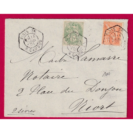 N°111 117 PARIS R CAMBON LEVEE E4 LEVEEE EXCEPTIONNELLE POUR NIORT DEUX SEVRES 1901