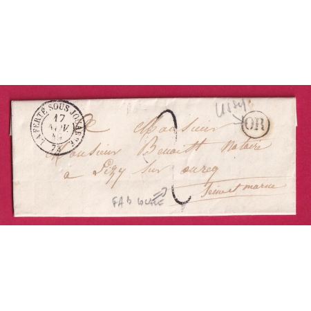 CAD TYPE LA FERTE SOUS JOUARRE SEINE ET MARNE OR USSY SUR MARNE POUR LIZY SUR OURCQ 1849 TAXE 2 FABRICATION LOCALE