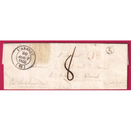 CAD TYPE 14 L'ARBRET PAS DE CALAIS BOITE RURALE SUPPLEMENTAIRE P/2 DECIME RURALE A IDENTIFIER CHATELAUDREN COTES DU NORD