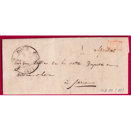 CAD TYPE 11 DOUE MAINE ET LOIRE + PP ROUGE 1848 POUR PARIS INDICE 14