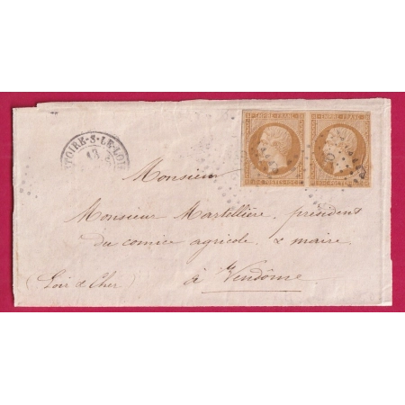 N°13B BISTRE BRUN PAIRE PC 2126 MONTOIRE SUR LE LOIR POUR VENDOME LOIR ET CHER DEVANT DE LETTRE FRONT COVER