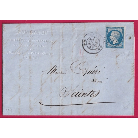 N°14 PARIS CERCLE DE POINTS LOSANGIQUE POTHION 3309 1366 INDICE 15 POUR SAINTES CHARENTE INFERIEURE