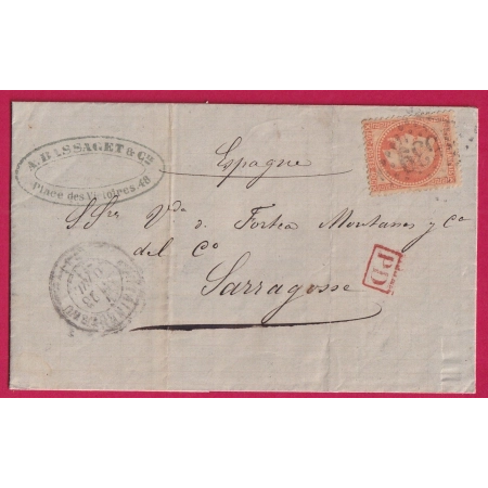 N°31 GC 1539 FONTAINEBLEAU SEINE ET MARNE POUR SARAGOSSE ESPAGNE SPAIN ZARAGOZA