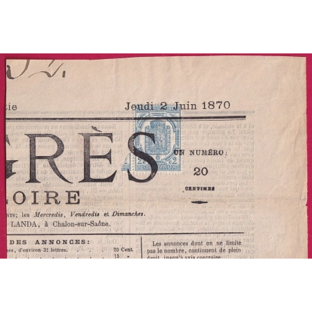 TIMBRE POUR JOURNAUX N°8 ANNULATION TYPO CHALON SUR SAONE ET LOIRE 1870
