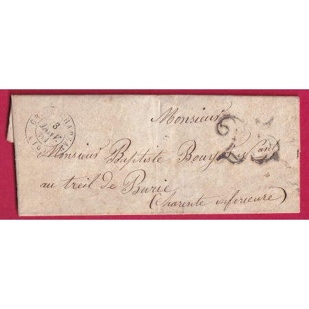 CAD TYPE 15 CROIX CHAPEAU CHARENTE MARITIME TEXTE 1ER JANVIER 1851 TREIL DE BURIE