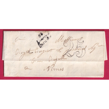CURSIVE 86 LAURIS SUR DURANCE VAUCLUSE TAXE 25C POUR NIMES GARD 1853 INDICE 13