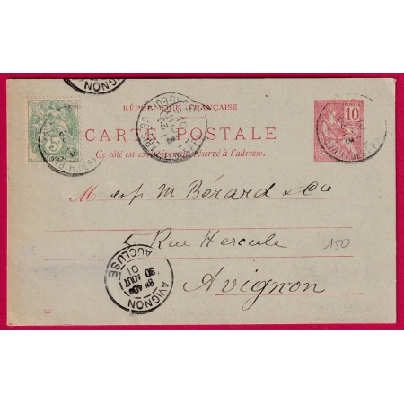 ENTIER MOUCHON N°111 PARIS RUE DES FRANCS BOURGEOIS LEVEE EXCEPTIONELLE POUR AVIGNON VAUCLUSE