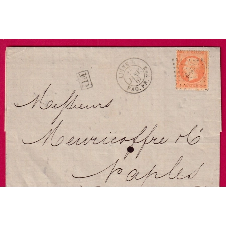 N°23 OBLITERATION ANCRE LIGNE W PAQUEBOT FRANCAIS N°2 POUR NAPLES NAPOLI ITALIE ITALIA DEPART MARSEILLE