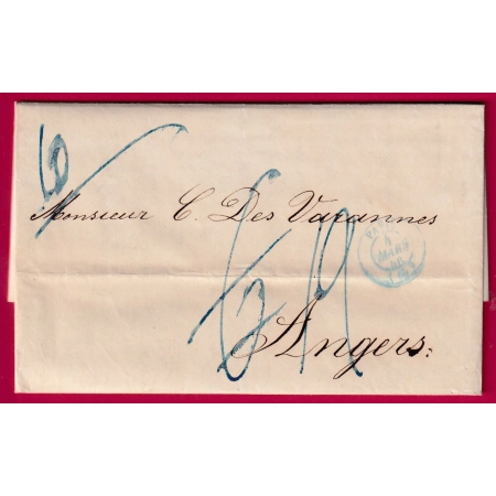 LETTRE ACHEMINEE DE DANZIG DANTZIG POLOGNE POSTEE A PARIS TAXE MODIFIEE 6/12 ANGERS MAINE ET LOIRE POLOGNE ALLEMAGNE