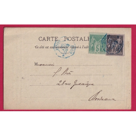 N°75 90 LEVEE EXCEPTIONNELLE PARIS DEPART EN BLEU E3 SUR CARTE POSTALE MEYER PARIS 1896 TYPE SAGE