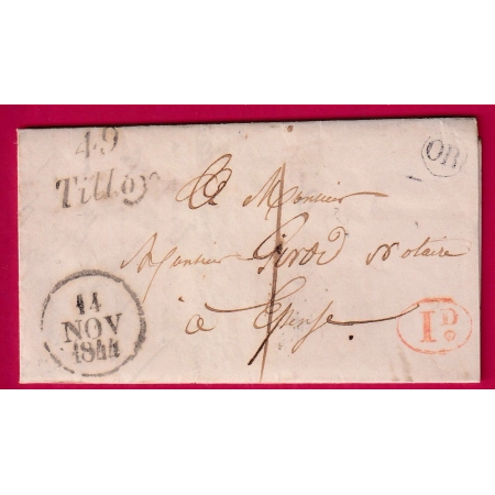 CURSIVE 49 TILLOY MARNE 1844 OR + DECIME RURAL AUVE ??
