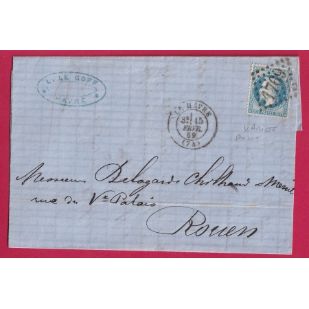 N°29 VARIETE POINT DERRIERE LA TETE GC 1769 LE HAVRE SEINE INFERIEURE POUR ROUEN