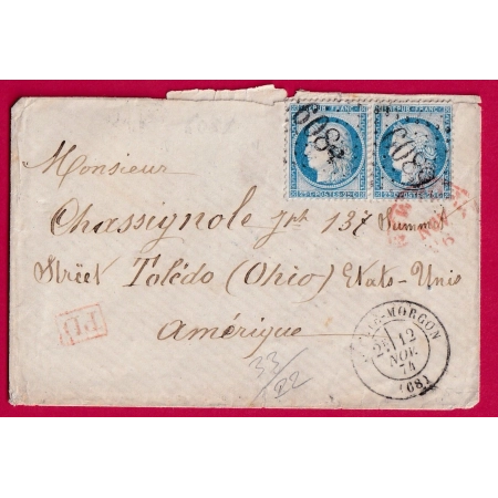 N°60 PAIRE GC 6089 VILLIE MORGON RHONE POUR TOLEDO ETATS UNIS AMERIQUE USA