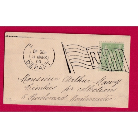 N°105 PARIS DEPART DRPEAUX RF 1900 POUR ARHUR MAURIN BOULEVARD MONTMARTRE PARIS