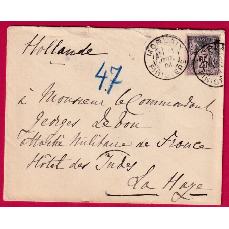 N°97 MORLAIX FINISTERE 1886 POUR LA HAYE PAYS BAS NEDERLAND