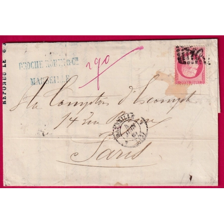 N°24 GC 2240 MARSEILLE 4 12 4 POUR PARIS 1867
