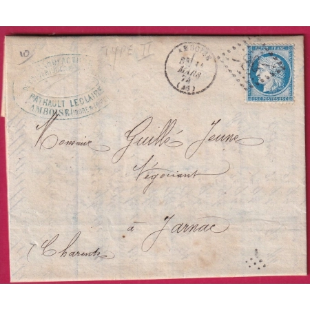 N°60B TYPE II GC 86 AMBOISE INDRE ET LOIRE CAD TYPE 16 POUR JARNAC CHARENTE