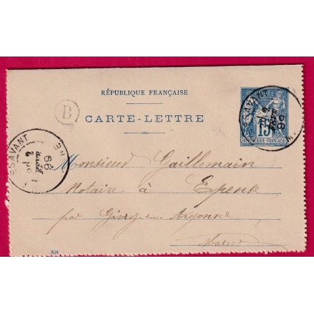 ENTIER SAGE PASSAVANT MARNE BOITE RURALE B LE CHEMIN 1899 POUR EPENSE