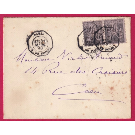 N°89 PAIRE LEVEE EXCEPTIONNELLE PARIS R DE POISSY LEVEE E2 POUR CAEN 1898