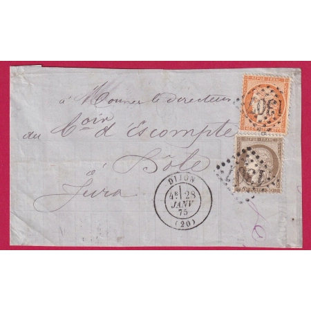 NN°38 + 56 GC 1307 DIJON COTE D'OR POUR DOLE JURA DEVANT DE LETTRE