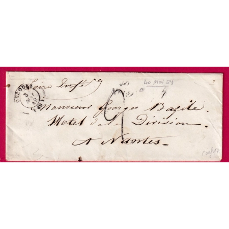 CURSIVE 40 MOISY LOIR ET CHER CAD TYPE 15 OUCQUES 1848 POUR NANTES