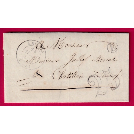 CAD TYPE 14 LAIGNES COTE D'OR BOITE RURALE E NICEY TAXE TAMPON 25 POUR CHATILLON SUR SEINE