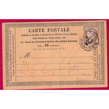 CARTE PRECUSEUR TAXEE PARIS BT RICHARD LENOIR TAXE 15 MANUSCRIT ROUGE + GRIFFE AFFRANCHISSEMENT INSUFFISANT