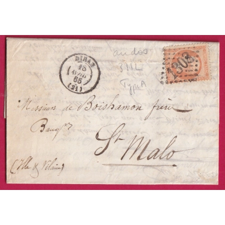 N°23 GC 1308 DINAN COTES DU NORD POUR ST MALO ILLE ET VILAINE  BUREAU PASSE 3112 AU DOS